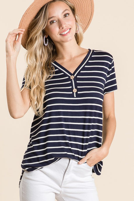 Navy/Ivory Stripped Tunic