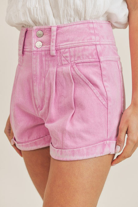 High Rise Acid Wash Denim Shorts (2 colors)