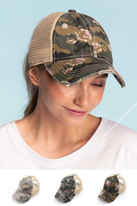 Newly Restocked!  C.C. Floral Camo Mesh Pony Cap