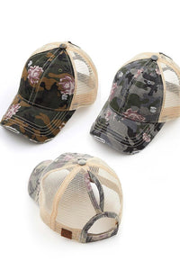 Newly Restocked!  C.C. Floral Camo Mesh Pony Cap