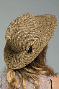 New! Duo-Tone Panama Hat with Wood Beads