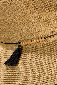 New! Duo-Tone Panama Hat with Wood Beads