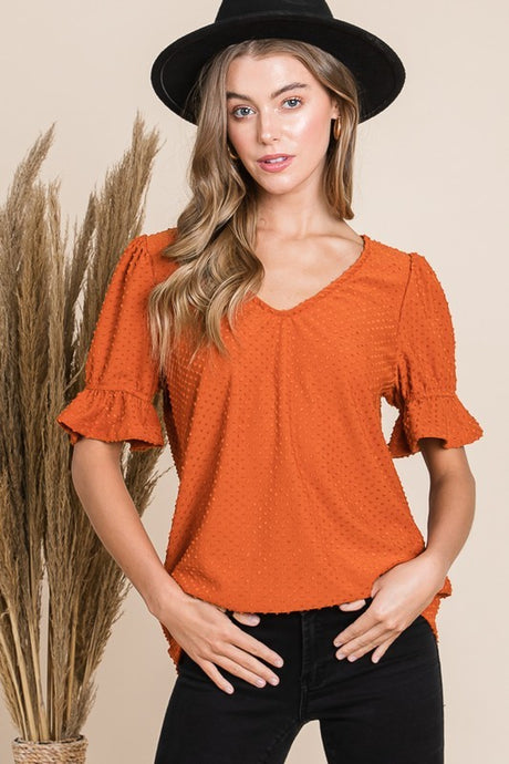 Dot Lace Short Sleeve Top