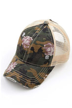 Load image into Gallery viewer, Newly Restocked!  C.C. Floral Camo Mesh Pony Cap